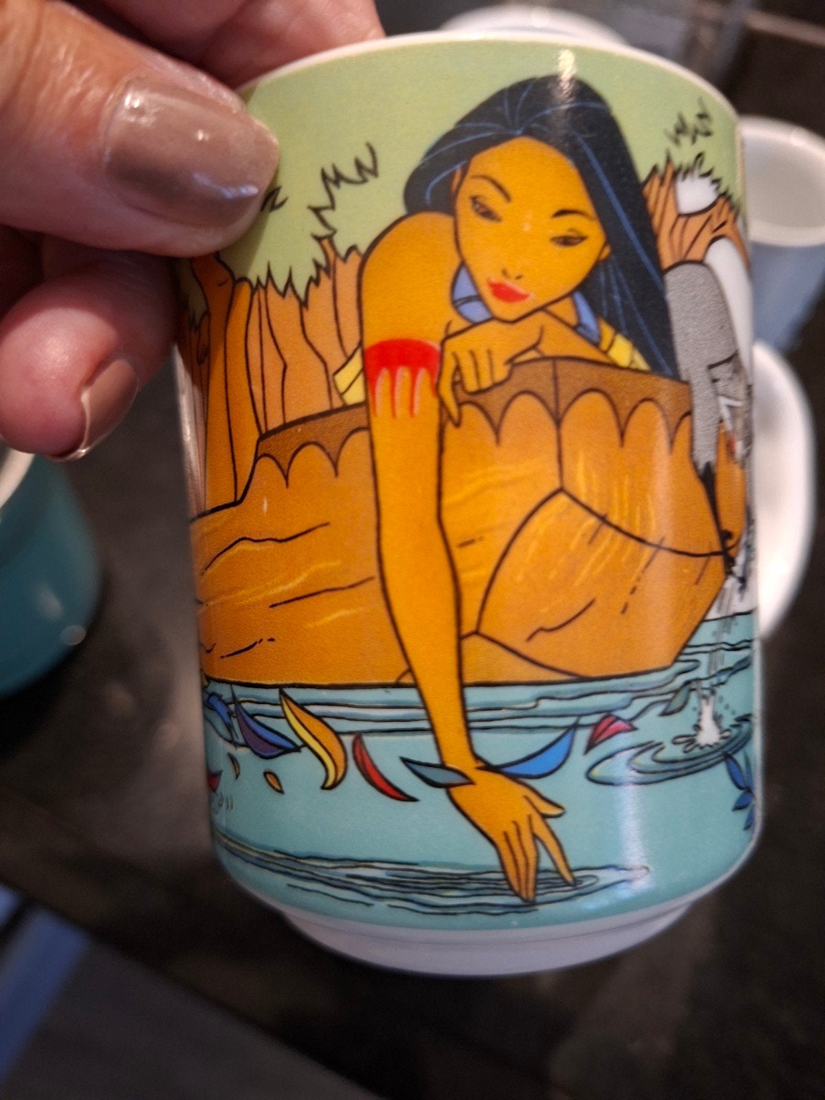 Disney Pocahontas mok - Vintage Servies, Verzamelen, Ophalen of Verzenden, Pocahontas of Kl. Zeemeermin, Gebruikt, Servies