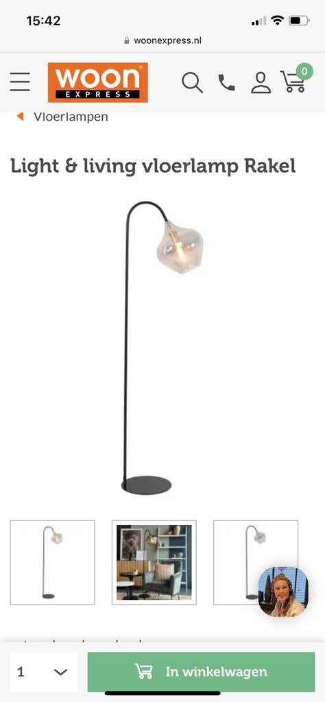 Rakel vloerlamp smoked glas, Huis en Inrichting, Lampen | Vloerlampen, Ophalen, Gebruikt, Glas, 150 tot 200 cm
