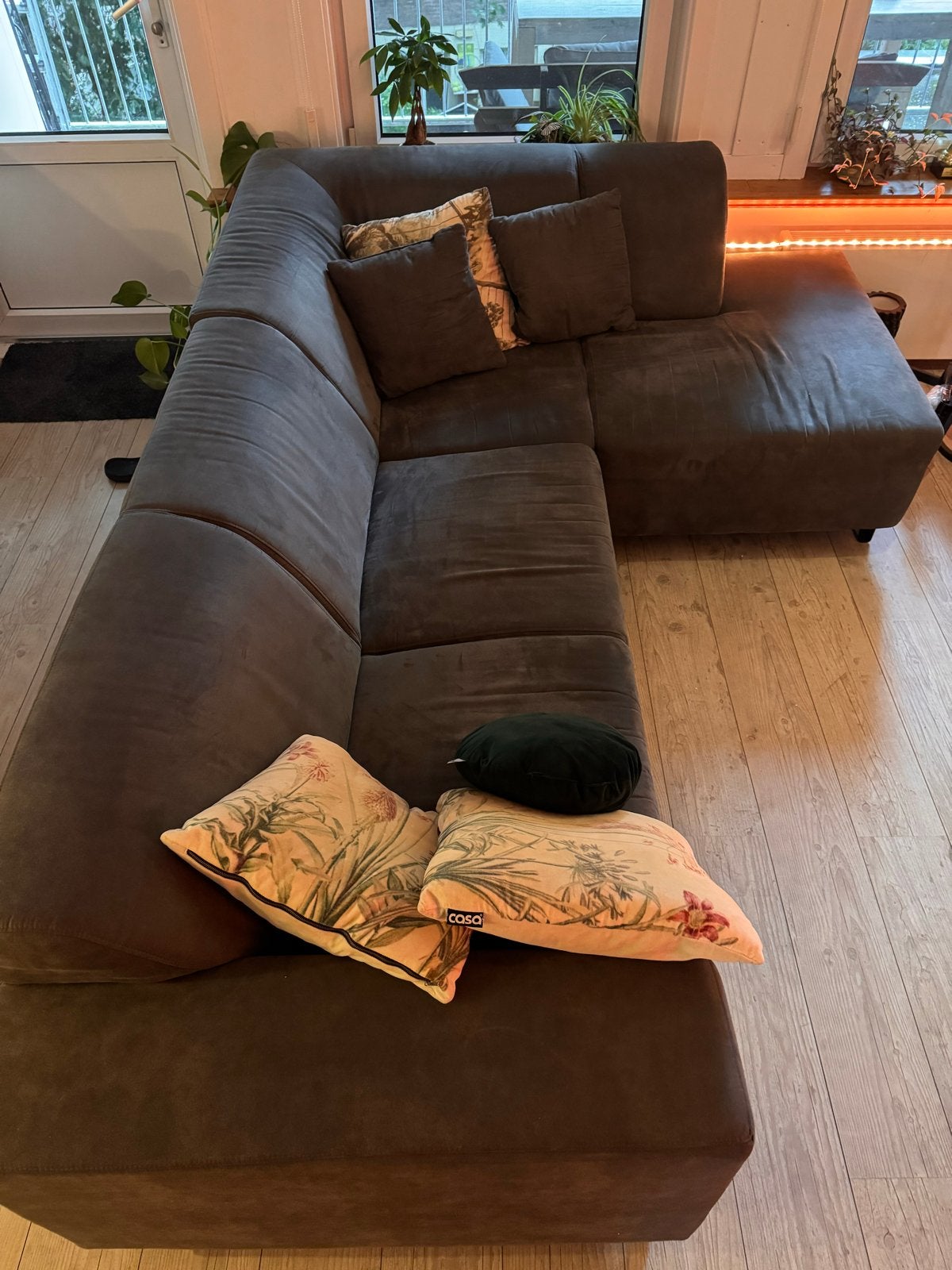 Goed onderhouden hoekbank met chaise longue, Ophalen, 250 tot 300 cm, Hoekbank, Zo goed als nieuw