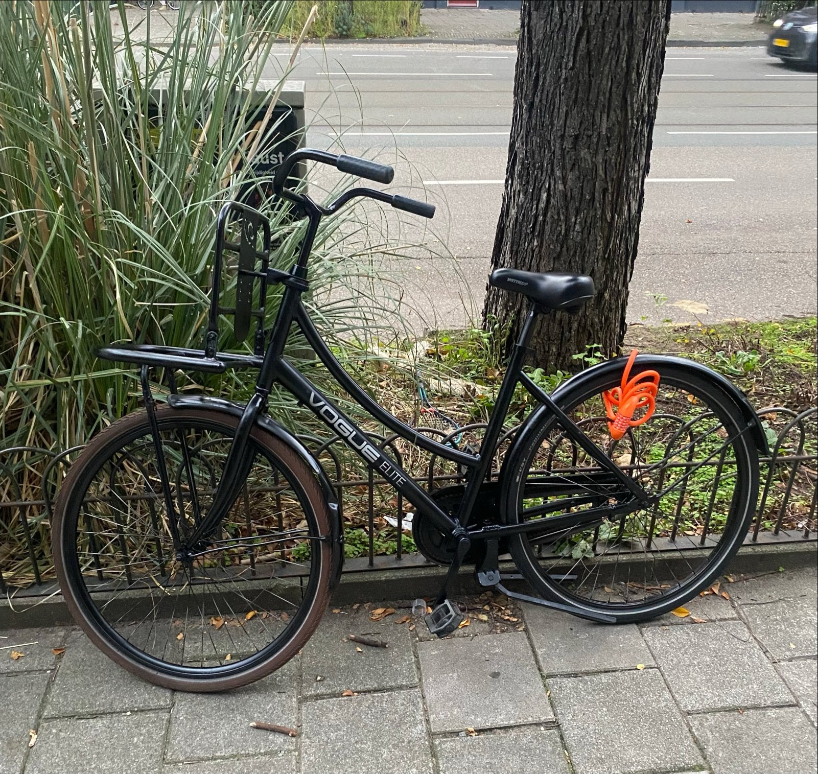 Vogue Elite Damesfiets Zwart met Voordrager, Velgrem, Ophalen, Overige merken, 53 tot 56 cm