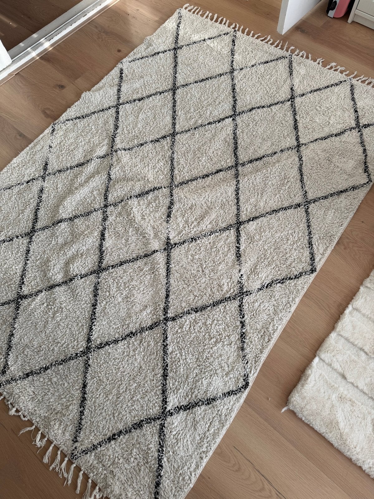 Sostrene Grene Vloerkleed met Ruitpatroon (190x135 cm), Ophalen, Gebruikt, 100 tot 150 cm, Crème