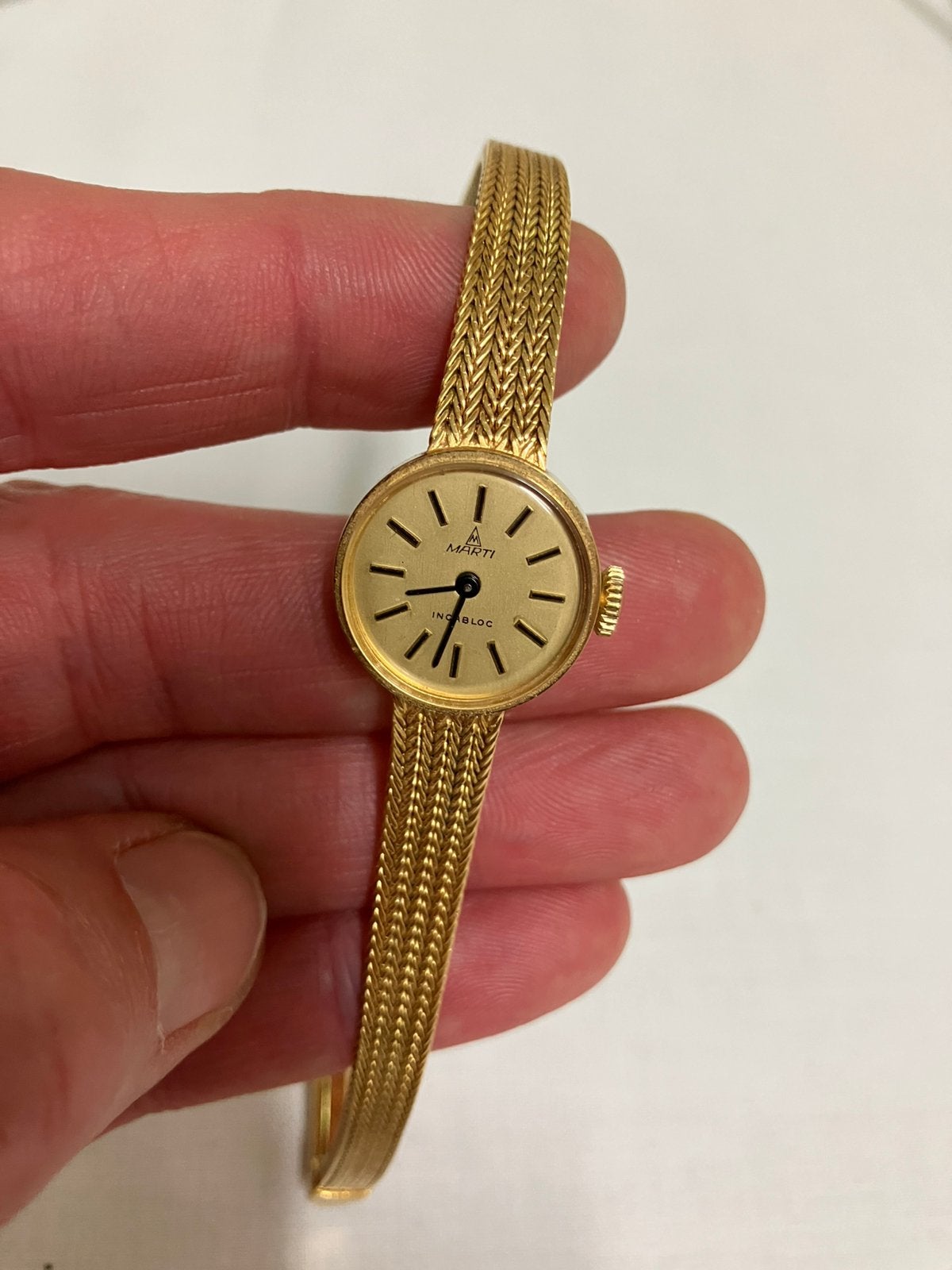 vintage verguld gouden dameshorloge merk Marti, Ophalen of Verzenden, Gebruikt, Overige merken