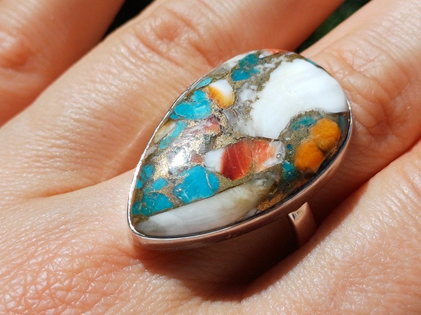 Vanoli 925 zilveren ring oester koper turquoise maat 18,75, Daiva1973@hotmail.com, 18 tot 19, Vanoli, Blauw