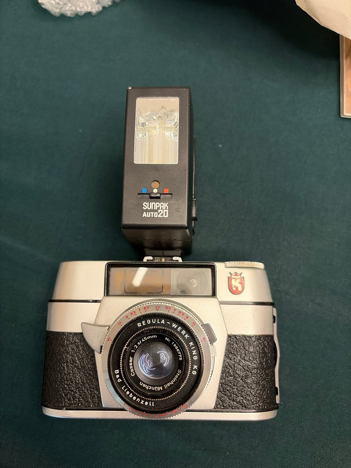 Regula-Werk King K6 camera met Sunpak Auto 20 flitser, Ophalen of Verzenden, Gebruikt, Compact, Overige Merken