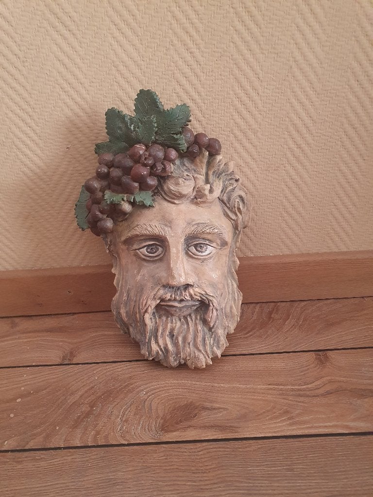 Aardewerken hoofd van de Romeinse god Bacchus, Antiek en Kunst, Ophalen of Verzenden