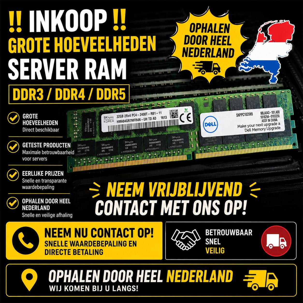 Server RAM DDR4 ECC / DDR5 ECC 16G/32G/64G/128G, Computers en Software, Server, DDR4, Ophalen of Verzenden, Zo goed als nieuw
