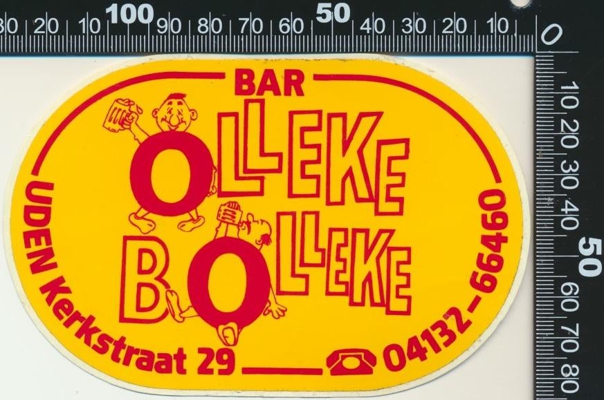Sticker: Bar Olleke Bolleke - Uden (1), Ophalen of Verzenden, Zo goed als nieuw, Bedrijf of Vereniging