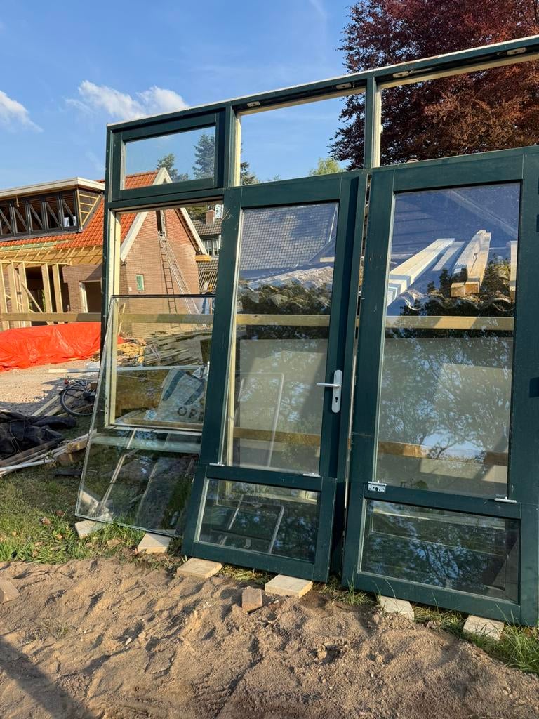 Openslaande deuren met zijramen en bovenlichten, Deurkozijn, 225 cm of meer, Ophalen of Verzenden, Zo goed als nieuw