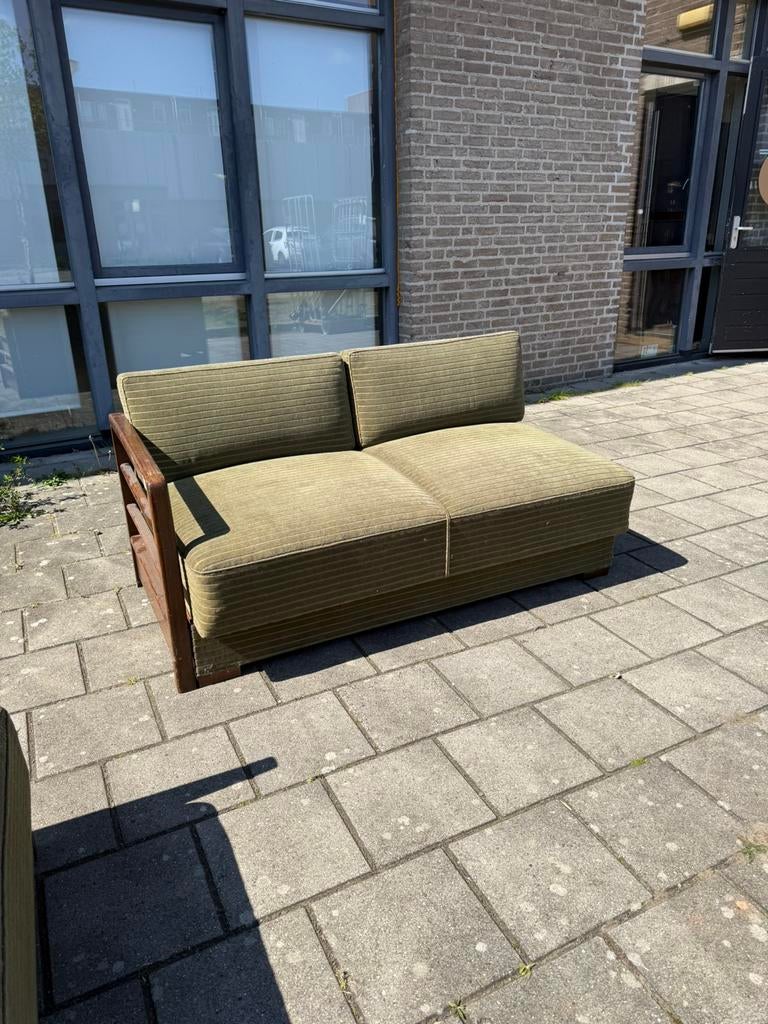 Set van 2 vintage daybeds ‘60 (stuksprijs), Hout, Vintage retro buisframe design rotan webbing papercord deens, 150 tot 200 cm