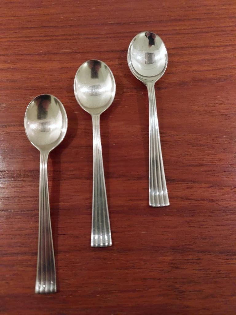 3 verzilverde theelepels DE Empire, Ophalen of Verzenden, Zo goed als nieuw, Zilver