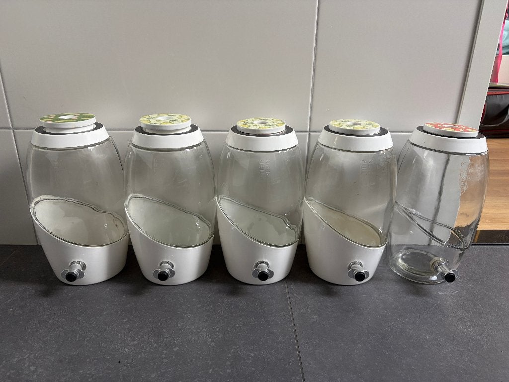 Kombucha fermentatieset - 5x 5L vaten met tapkraan, Ophalen