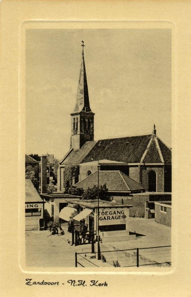 Zandvoort - N.H. Kerk - toegang garage - ongelopen, Ophalen of Verzenden, 1920 tot 1940, Ongelopen, Noord-Holland