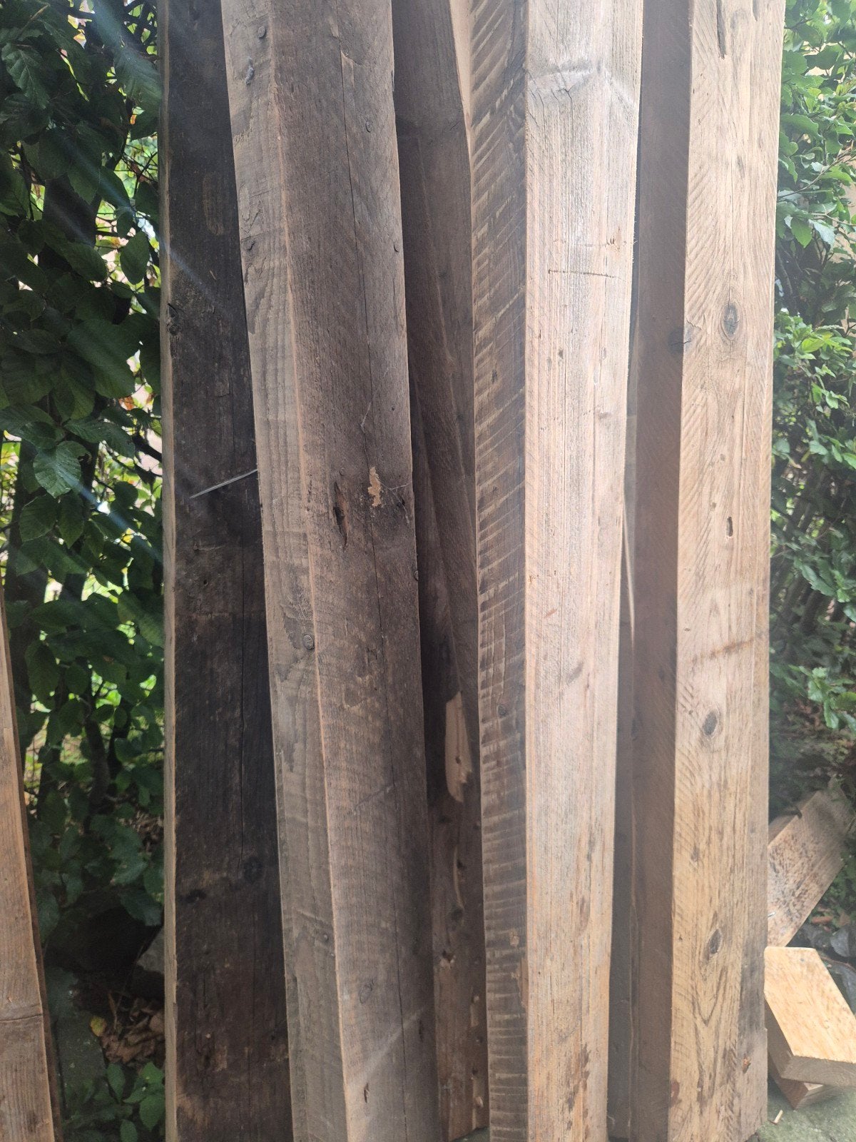 Gebruikte houten balken en planken steigerhout, Gebruikt, Ophalen of Verzenden, Balk, Overige houtsoorten