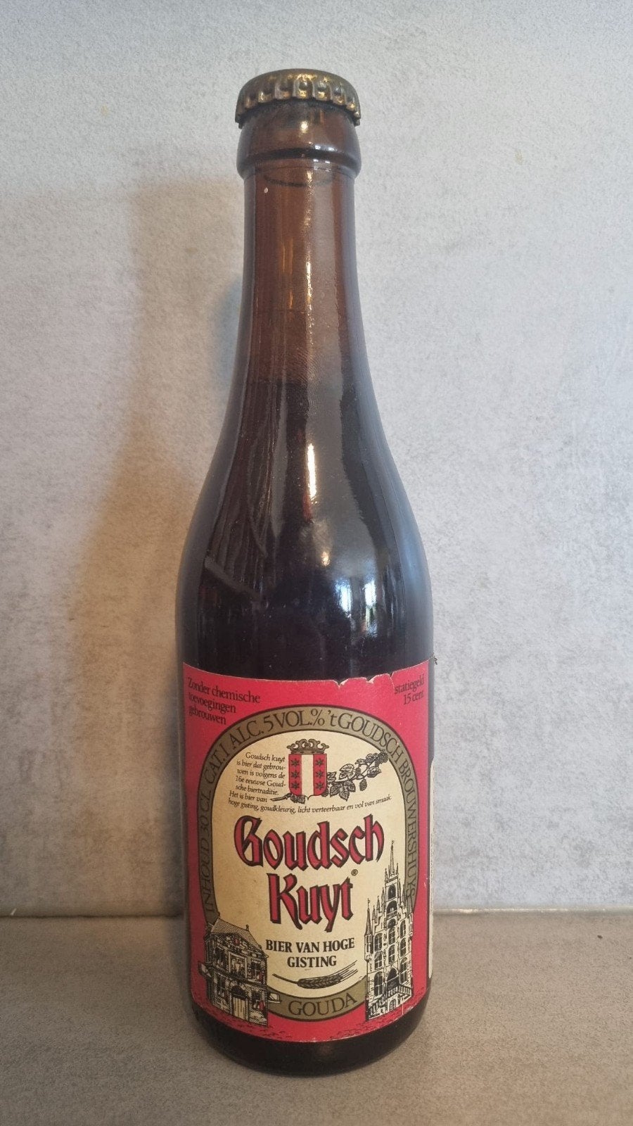 Goudsch Kuyt - 't Goudsch Brouwershuys, Gouda - tht '85, Verzamelen, Ophalen of Verzenden, Zo goed als nieuw, Flesje(s), Overige merken