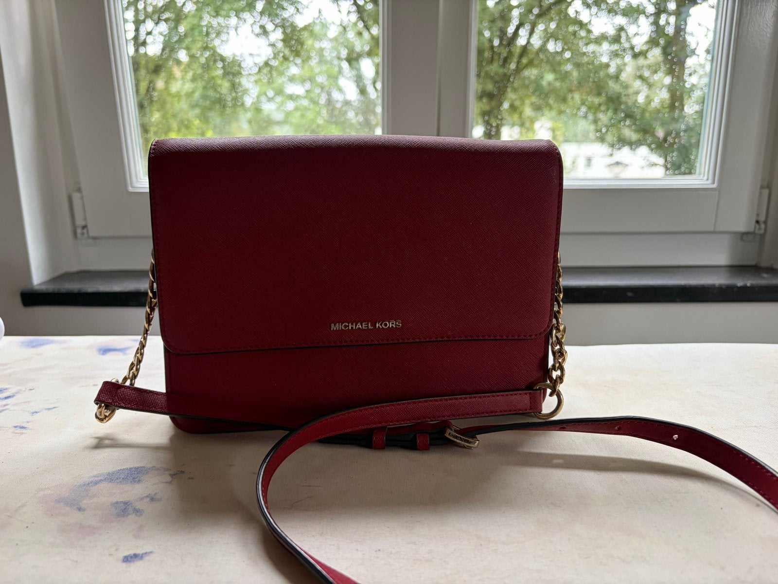 Bordeaux rode Michael Kors tas, Ophalen of Verzenden, Gebruikt, Rood, Schoudertasje