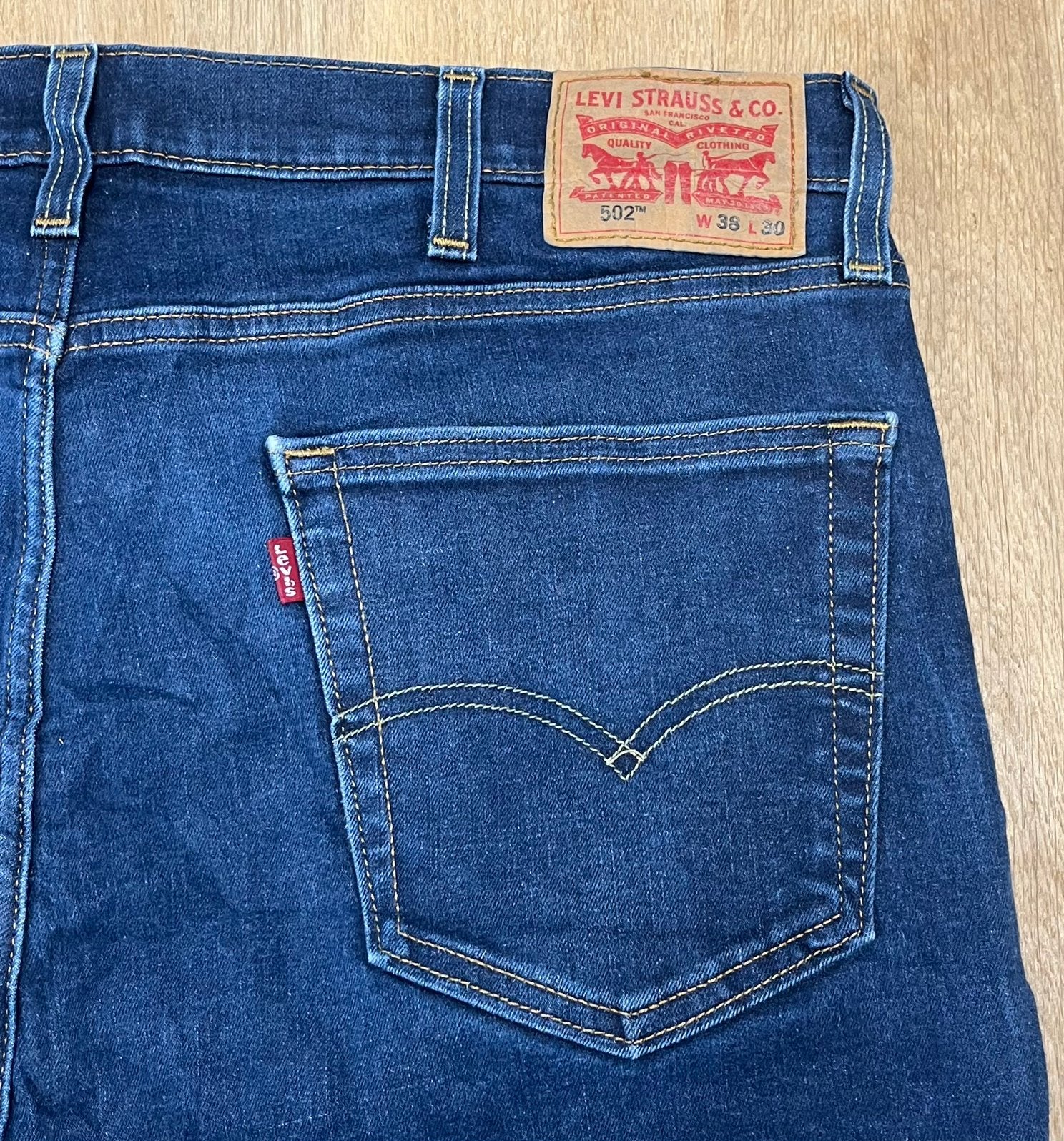 Levi’s 502 regular tapered jeans marineblauw - Maat W38 L30, Ophalen of Verzenden, Zo goed als nieuw, Blauw, W36 - W38 (confectie 52/54)