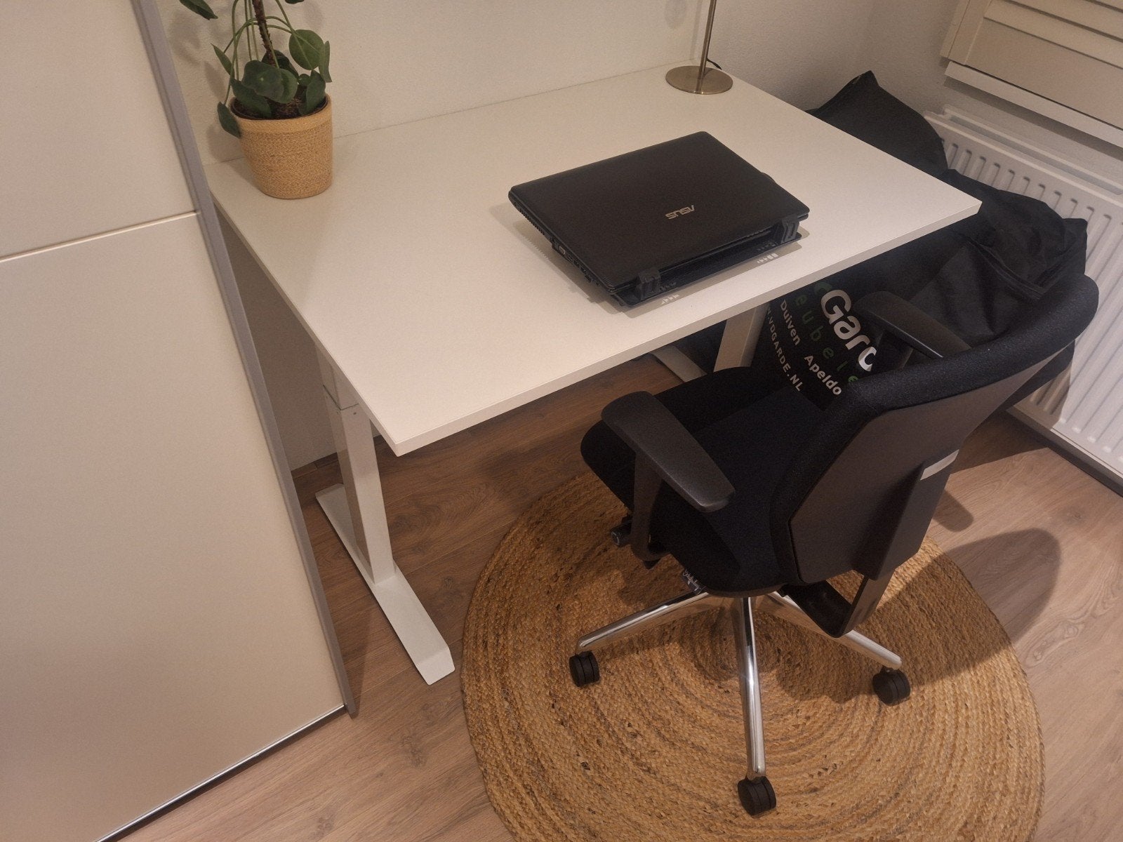 Bureau wit verstelbaar, Huis en Inrichting, Ophalen, Gebruikt, 120 cm, Overige merken