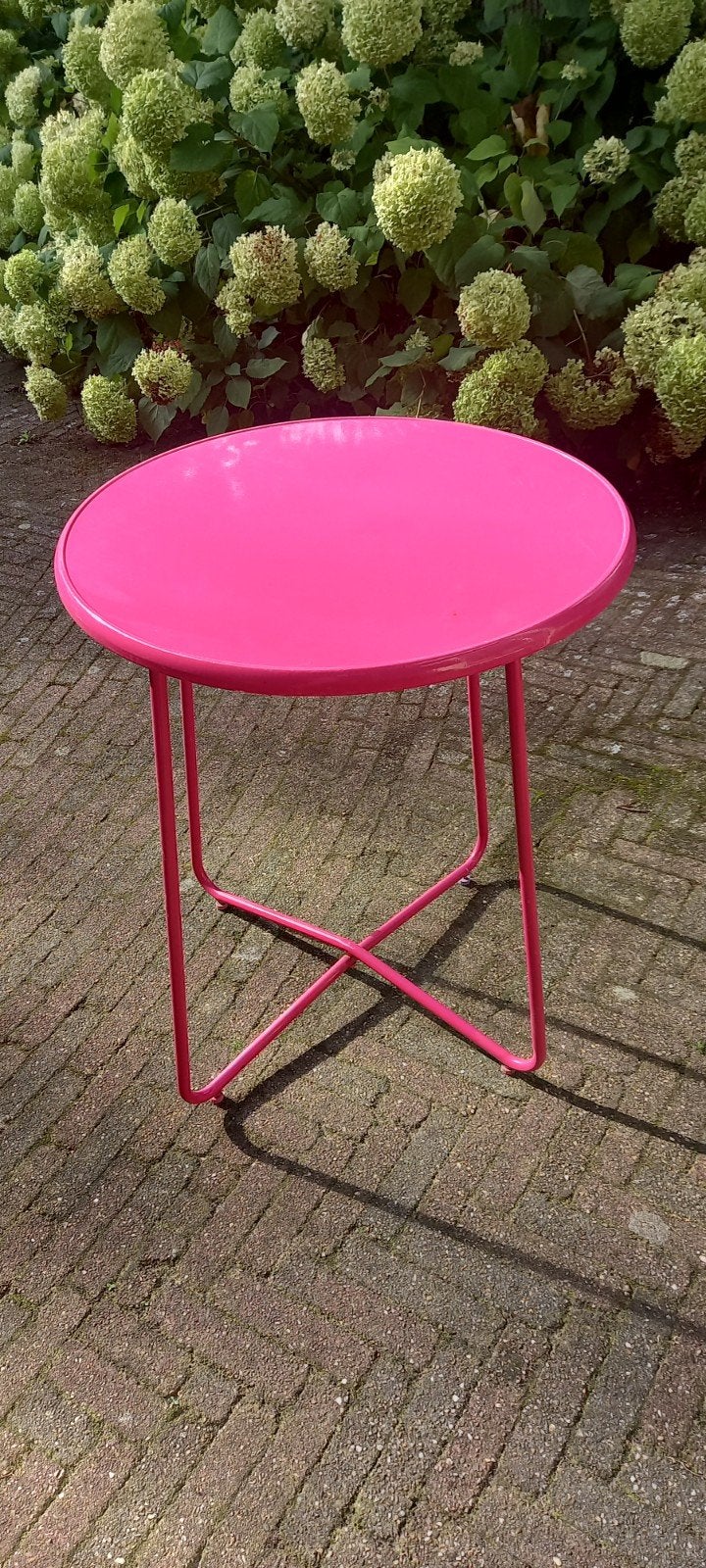 gezellig rose tuintafeltje, Tuin en Terras, Ophalen, Rond, Metaal