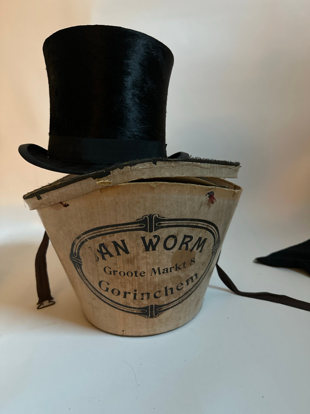 Vintage Jan Worm Hoge Hoed met Originele Doos, Ophalen of Verzenden, Heren