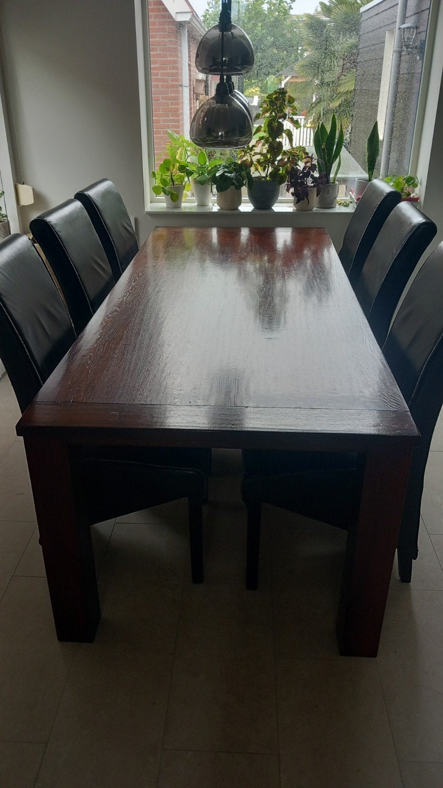 Grote gezellige hardhouten tafel, Ophalen, Gebruikt