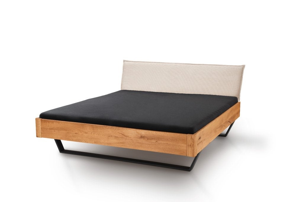 Easton 2-persoonsbed - Massief eiken - hoofdbord Beige, Huis en Inrichting, Niet ingevuld, Niet ingevuld, Niet ingevuld