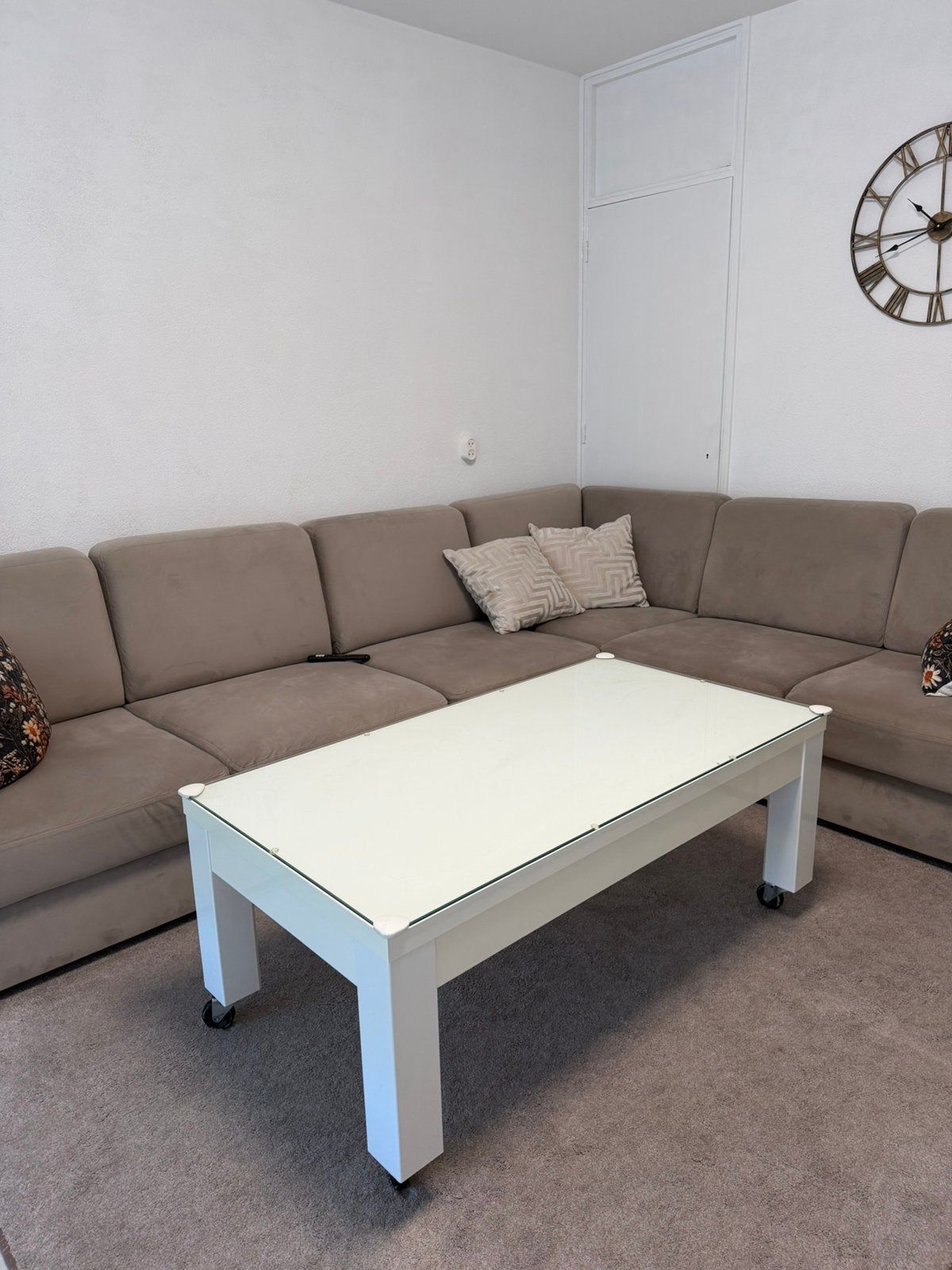 Salontafel wit met beschermende glas, Huis en Inrichting, Ophalen, 100 tot 150 cm, 50 tot 100 cm, Rechthoekig