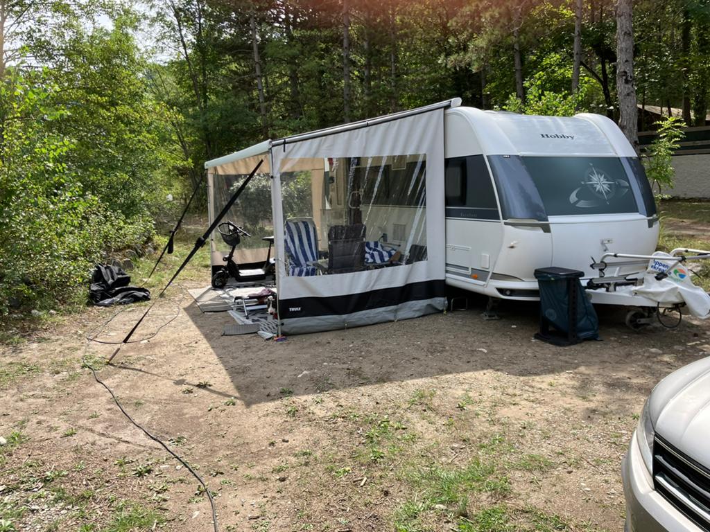 Hobby caravan Excelent 495 UL met luifel en voortent Isabell, Caravans en Kamperen, Particulier