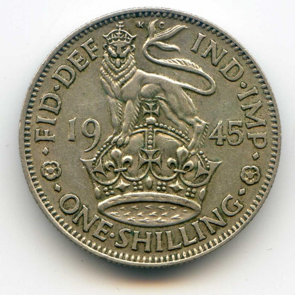 Groot-Brittannië 1 Shilling 1945 Engels, Ophalen of Verzenden, Overige landen, Zilver