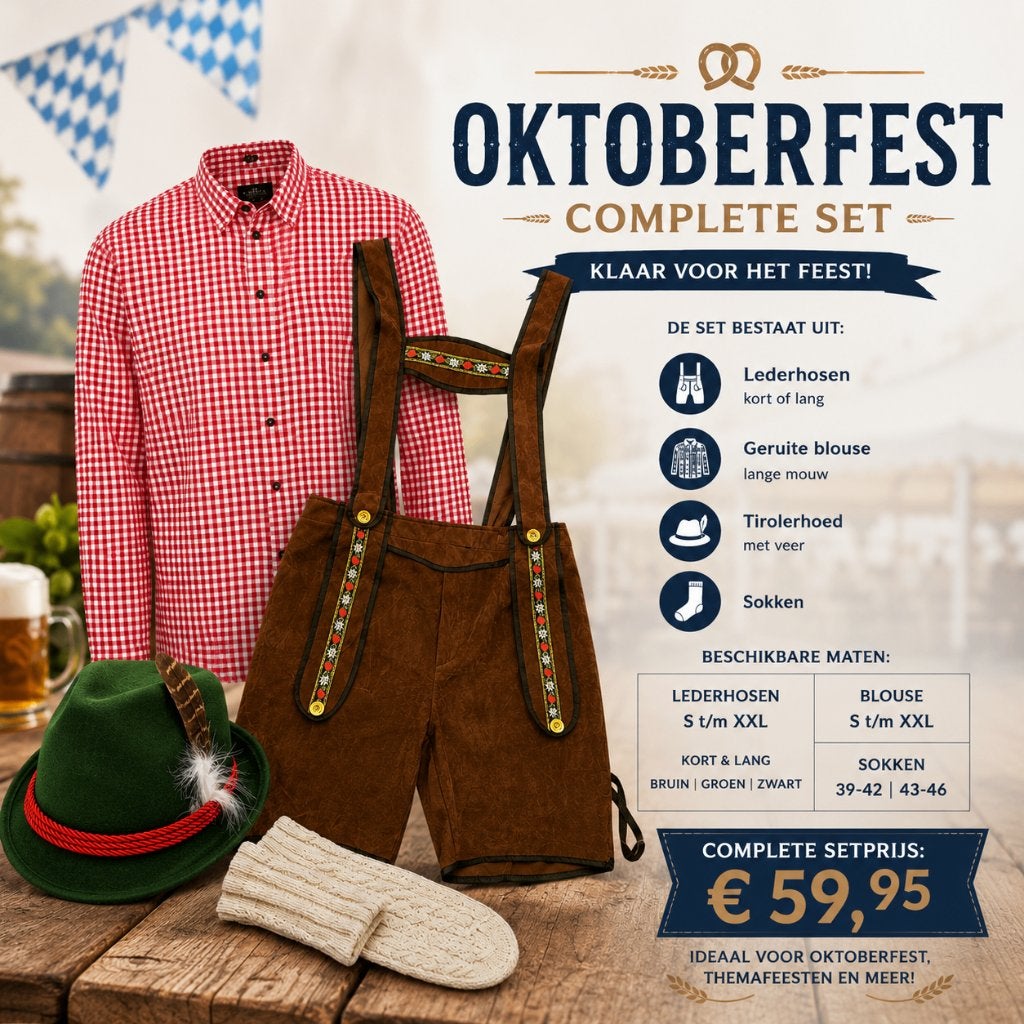 Oktoberfest Kostuum Heren – Complete Tiroler Set, Onbekend, Nieuw, Overige maten, Ophalen of Verzenden