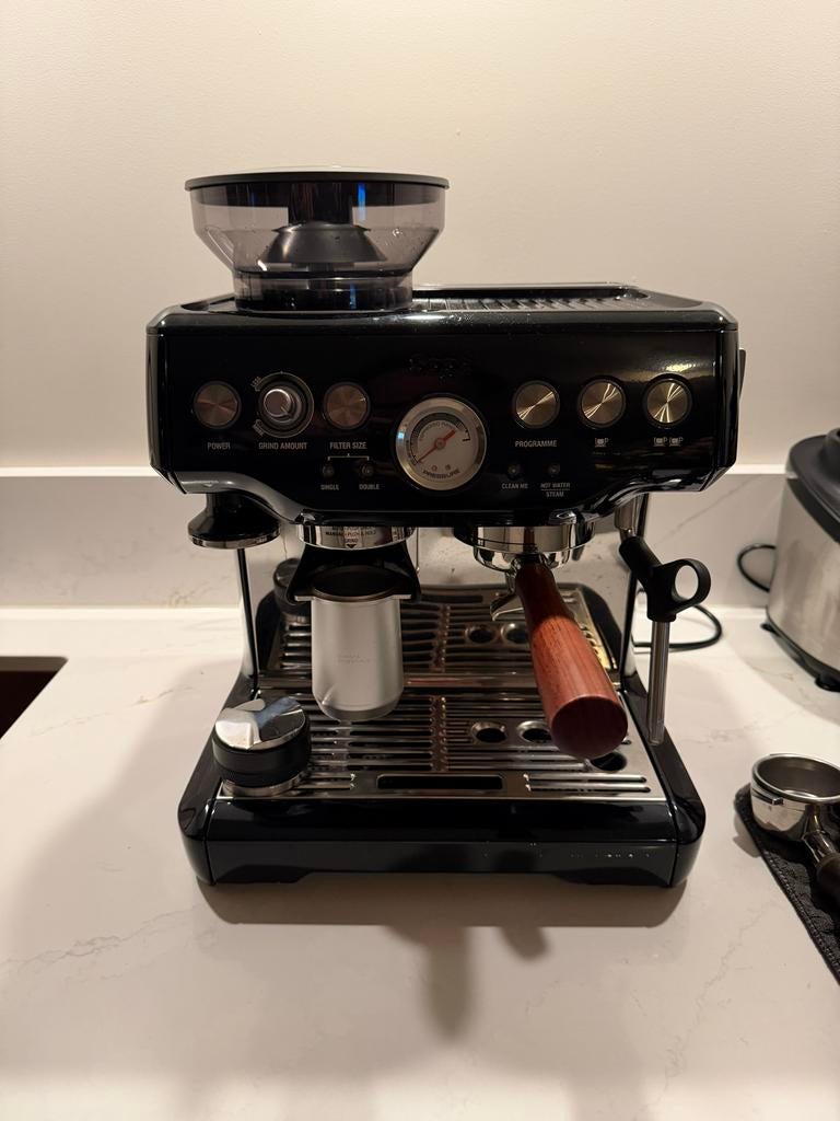 Sage Barista Express met complete barista accessoires set, Gebruikt, Espresso apparaat, Koffiebonen, Ophalen