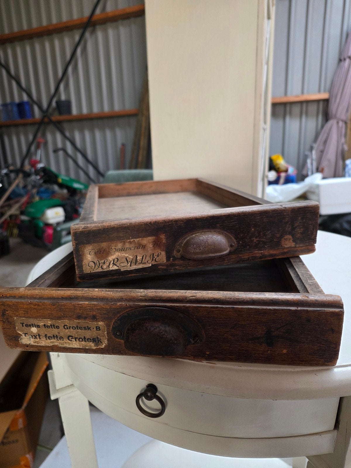 Brocante houten lade, Ophalen, 50 tot 100 cm, Minder dan 50 cm