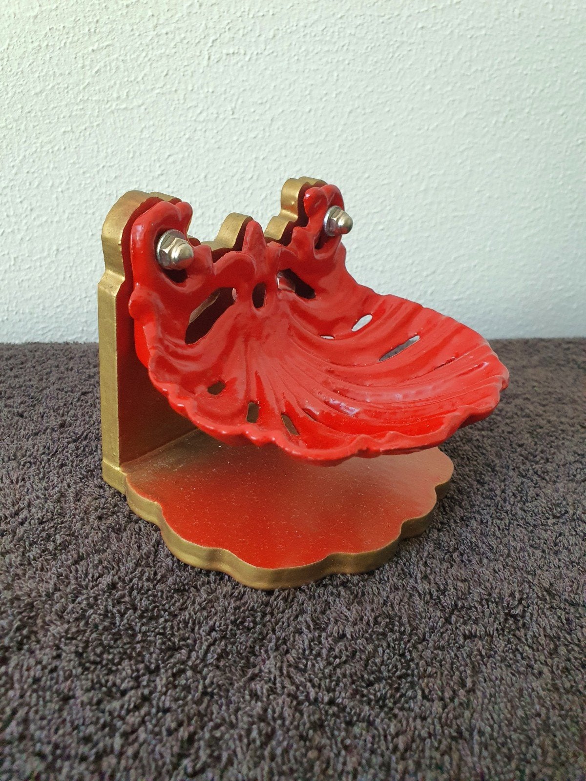 Brocant Vintage Emaille/Gietijzeren Zeepbakje Rood, Ophalen of Verzenden
