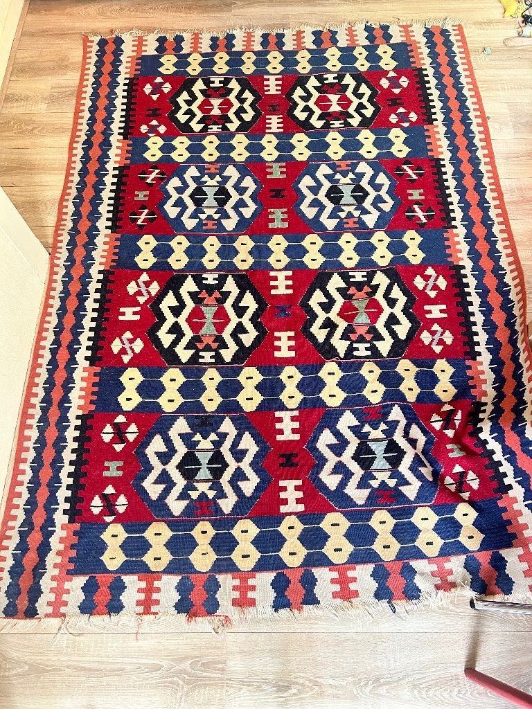 Handgemaakte Kelim-tapijt, 150 tot 200 cm, 200 cm of meer, Ophalen of Verzenden, Zo goed als nieuw
