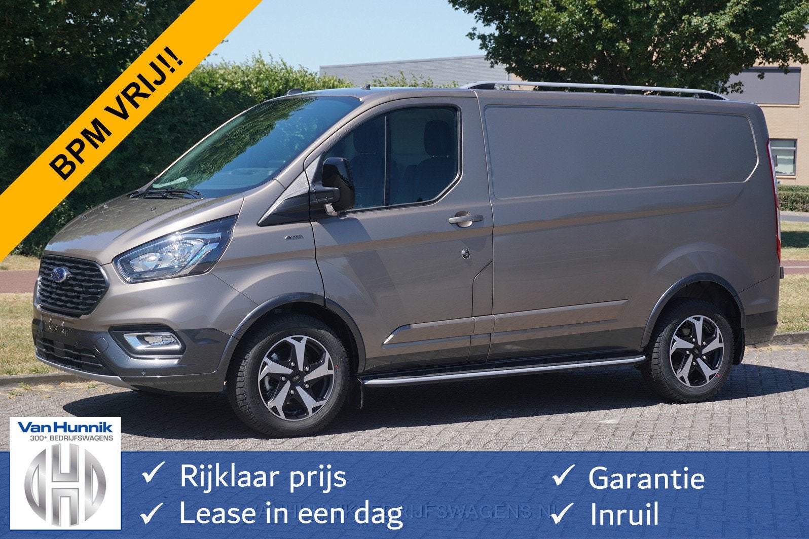 Ford Transit Custom 300S Active 130PK BPM VRIJ! Airco, Cruis, Auto's, Voorwielaandrijving, 15 km/l, 2500 kg, Beige