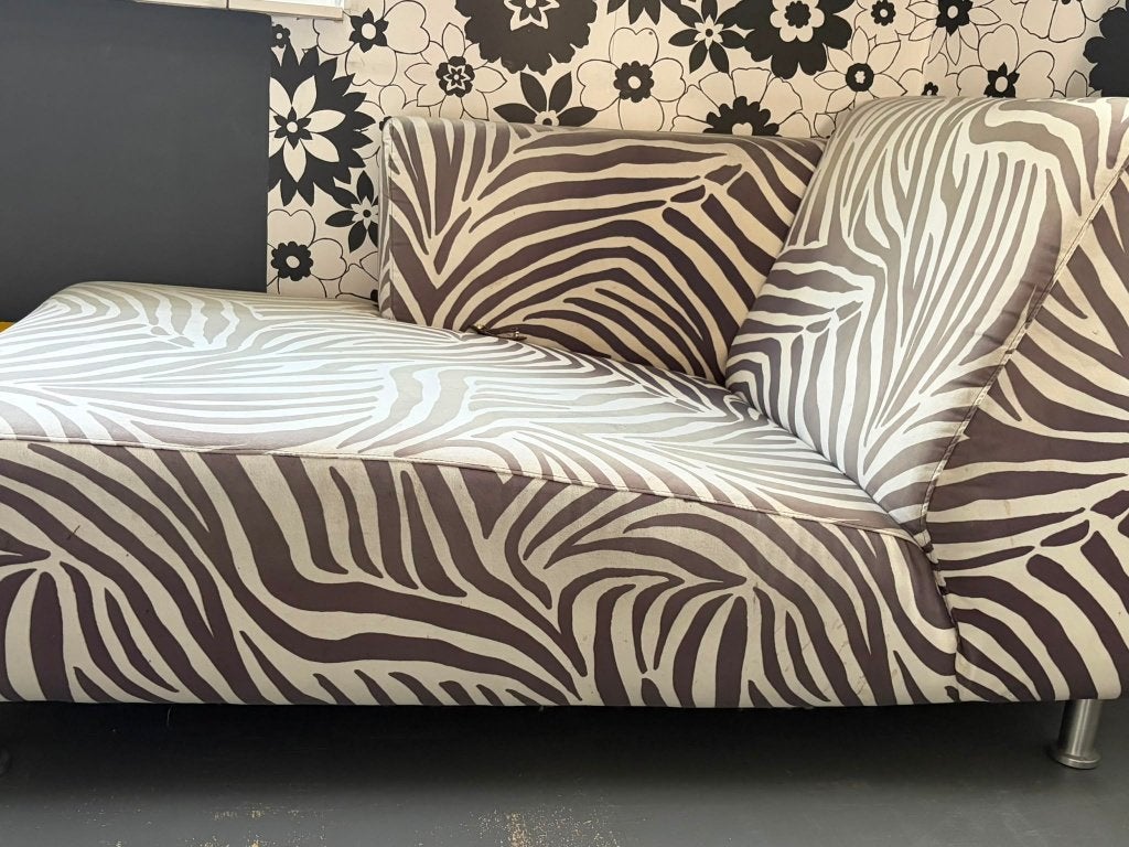 Chaise longue zebramotief, Ophalen, Gebruikt, Eenpersoons, 75 tot 100 cm