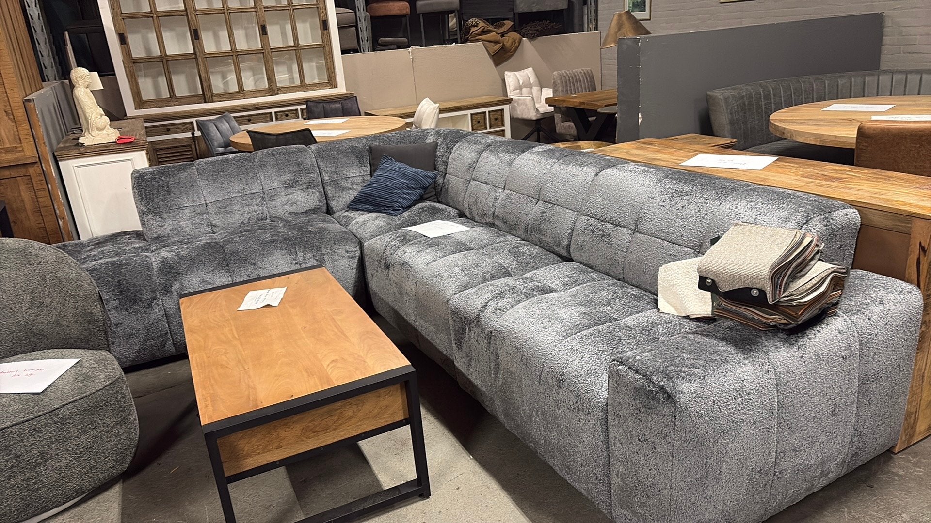 Elementen Hoekbank grote leefbank kleur antraciet, Ophalen, Outletliving7@gmail.com, Nieuw, 125 cm of meer