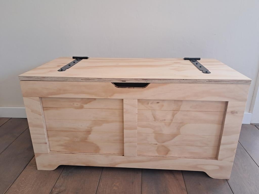 Zelfgemaakte dekenkist van radiata multiplex, Minder dan 50 cm, 50 tot 100 cm, Ophalen of Verzenden, Minder dan 50 cm