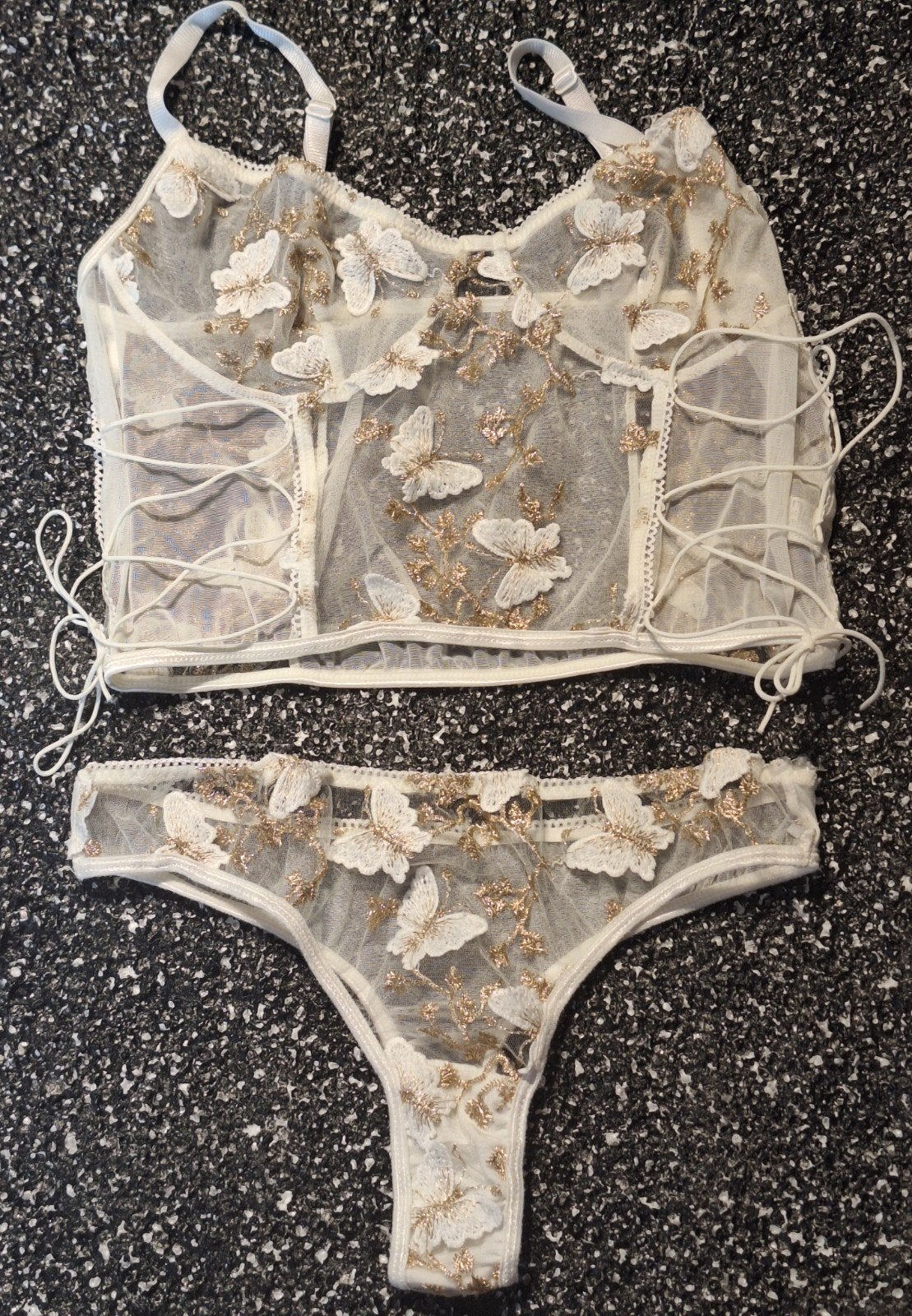Sexy nieuw wit romantisch setje maat L, Kleding | Dames, Ondergoed en Lingerie, Verzenden, Wit, Setje
