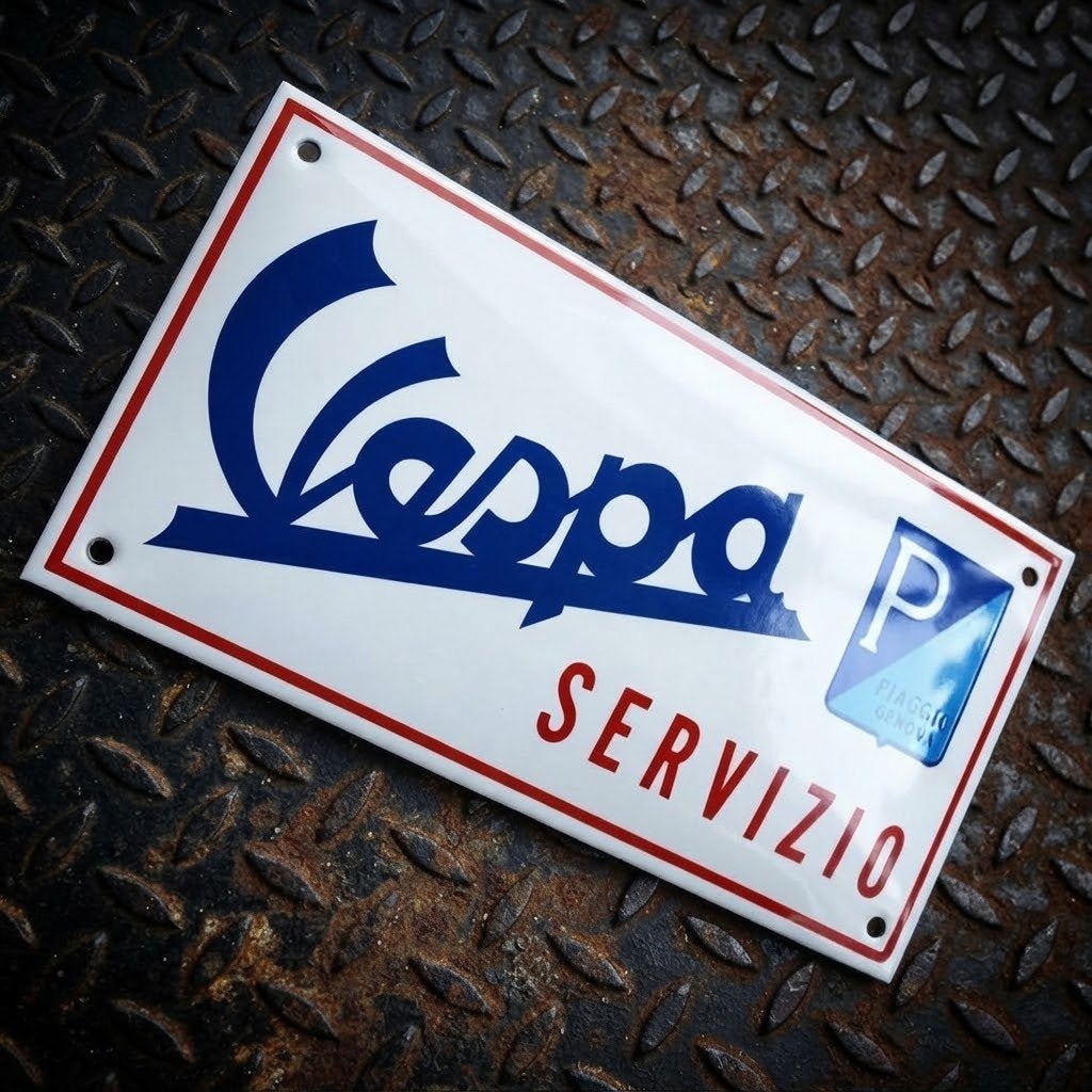 Emaille Reclamebord VESPA Scooter Italië Vintage Plaat 80's, Verzenden, Gebruikt, Reclamebord