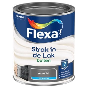 2 Flexa Strak in lak buitenlak zijdeglans antraciet 750 ml, Ophalen, Nieuw, Overige kleuren, Lak
