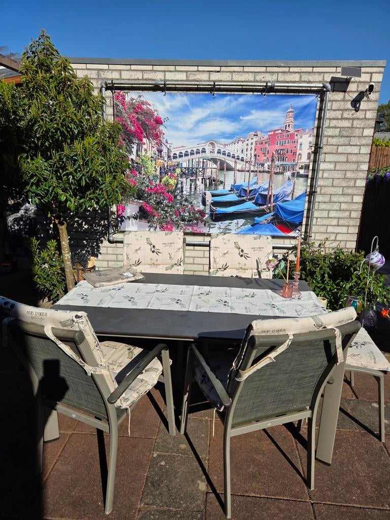 4 Persoons Kettler diningset (Champagne-kleur), Ophalen, 4 zitplaatsen, Gebruikt, Aluminium
