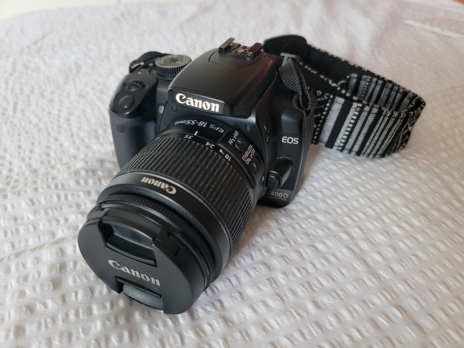 Canon 400D digitale spiegelreflexcamera met 18-55mm lens, Gebruikt, Spiegelreflex, Canon, Lensdop