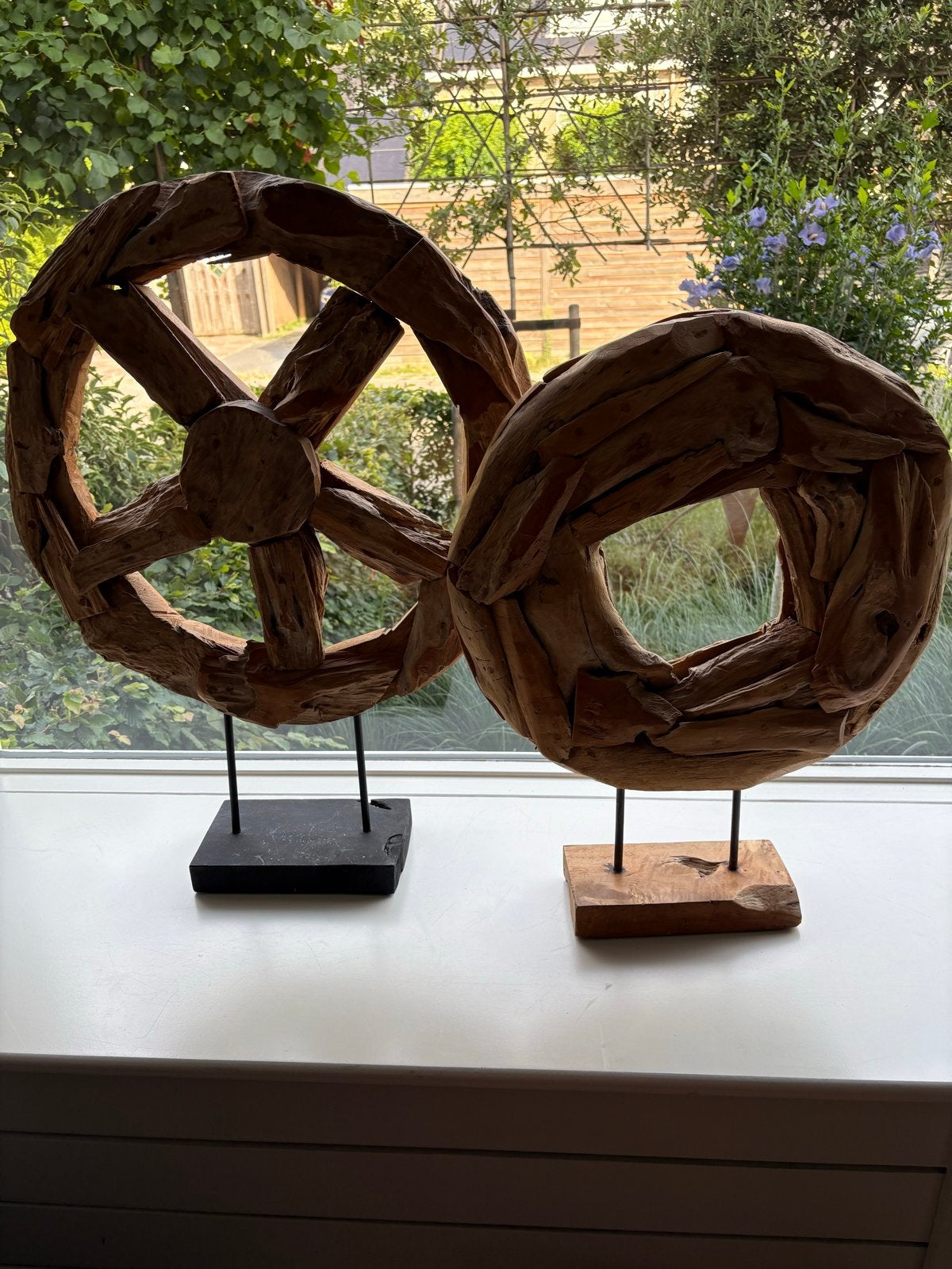 Set van 2 Houten Ornamenten op Standaard, Ophalen, Hout, Gebruikt, Landelijk