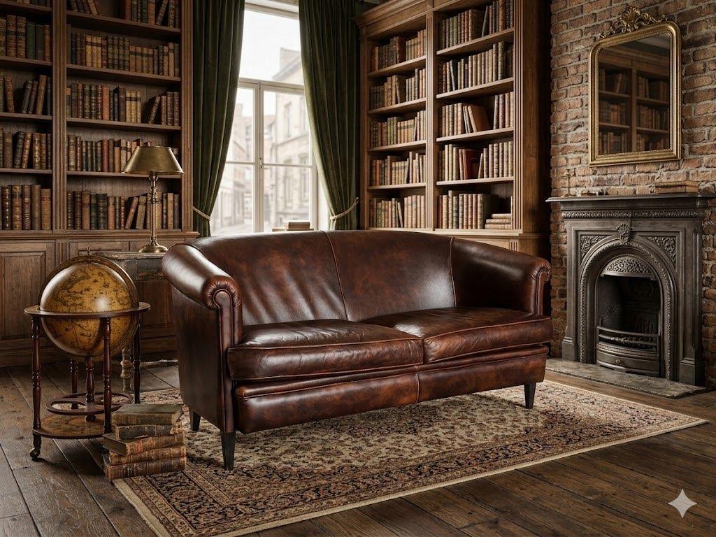 2 Zits Club Sofa Schapenleer ziet er nog perfect uit, Huis en Inrichting, Vintage/Klassiek, 150 tot 200 cm, Tweepersoons, 75 tot 100 cm