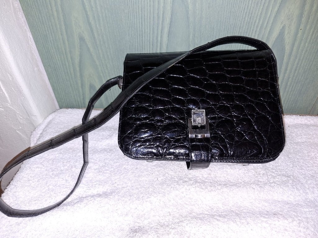 vintage croco handtas, jaren 1950-60, Ophalen of Verzenden