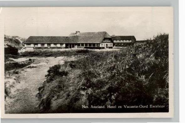 Nes Ameland Hotel Excelsior st 1954, Verzenden, 1940 tot 1960, Gelopen, Waddeneilanden