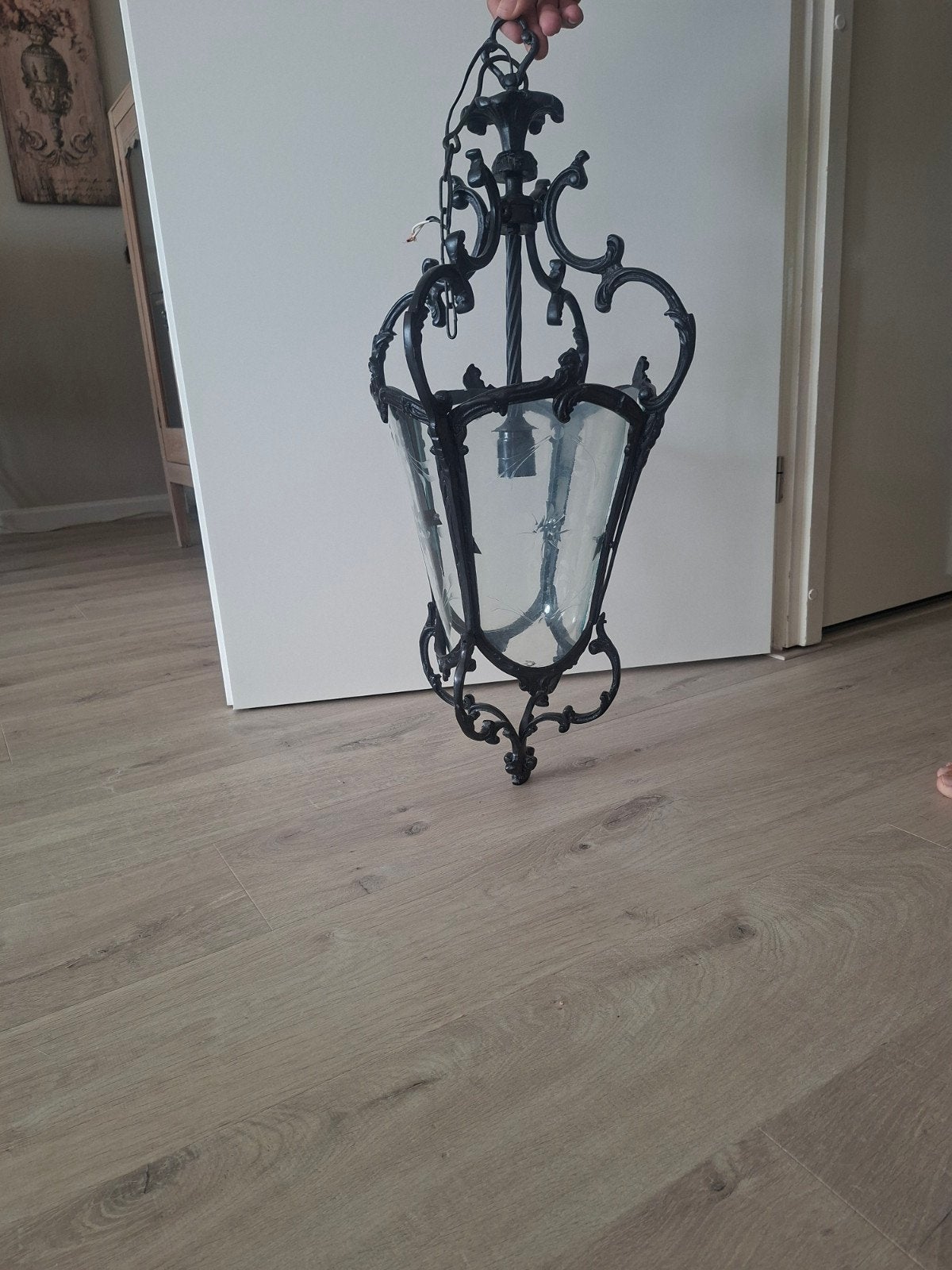 mooie oude hanglamp(zie omschrijving), Ophalen, Zo goed als nieuw, Glas, E27 (groot)