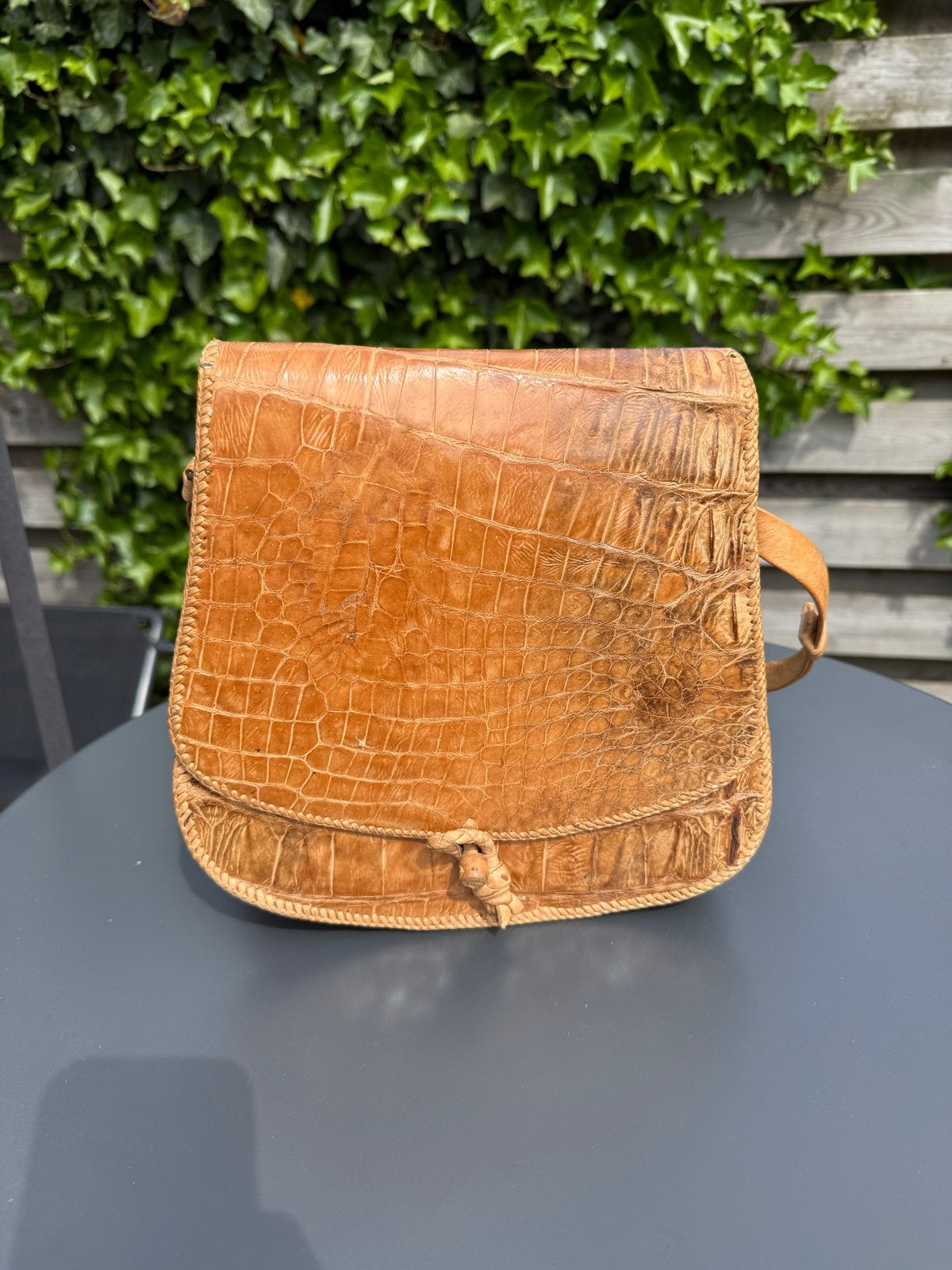 Vintage Krokodillenleren Schoudertasje - Bruin, Ophalen of Verzenden, Gebruikt, Bruin, Schoudertasje