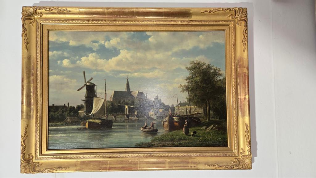 Antiek Schilderij, Rom school  Bavo kerk in Haarlem, Ophalen of Verzenden
