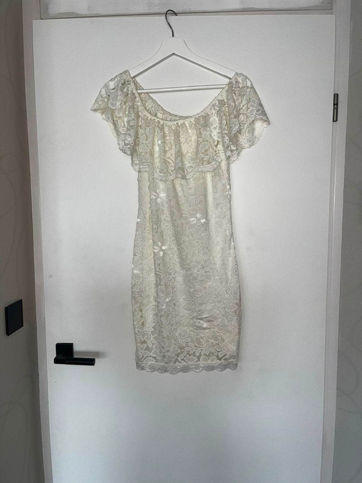 Mooie Kanten Off Shoulder Jurk Maat S/M, Wit, Ophalen of Verzenden, Maat 36 (S), Gedragen
